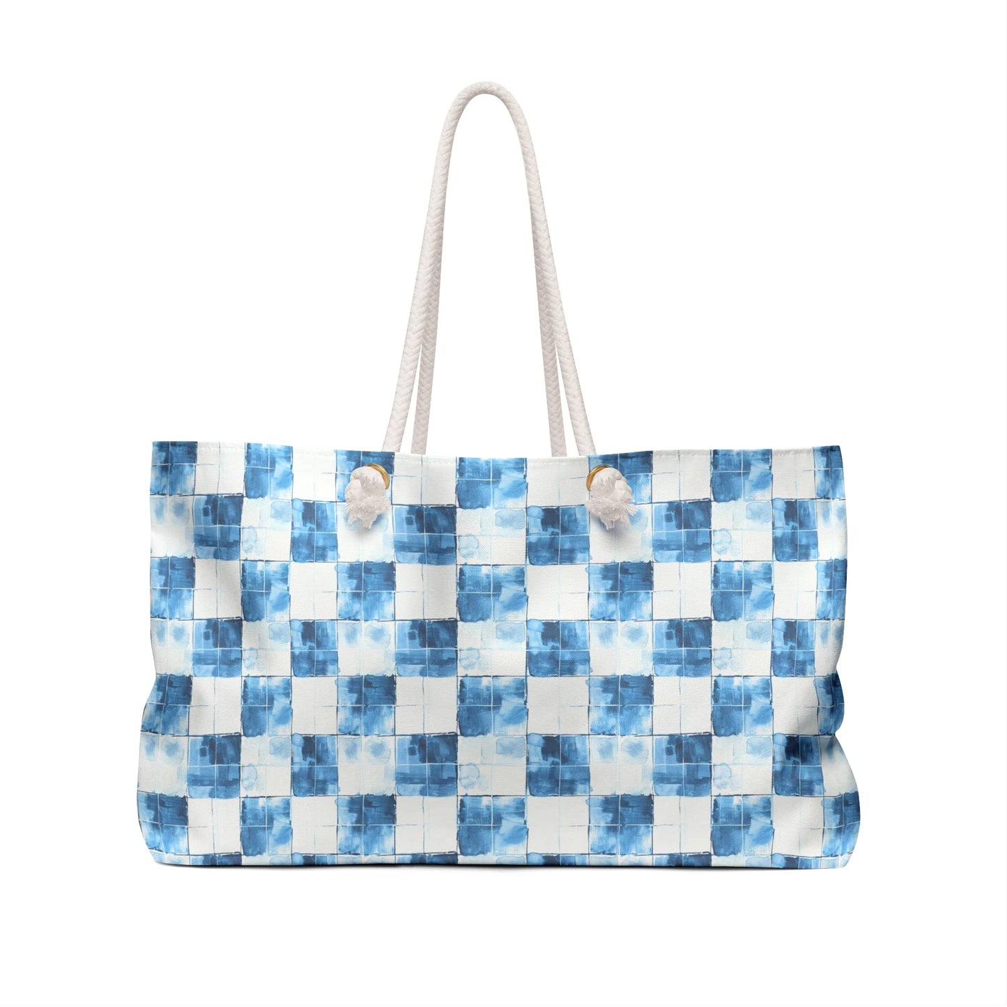 Cozy Blue Checkered Weekender Bag