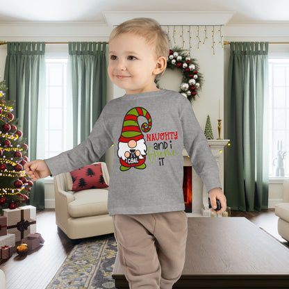 Naughty and I Gnome It Toddler Long Sleeve Tee