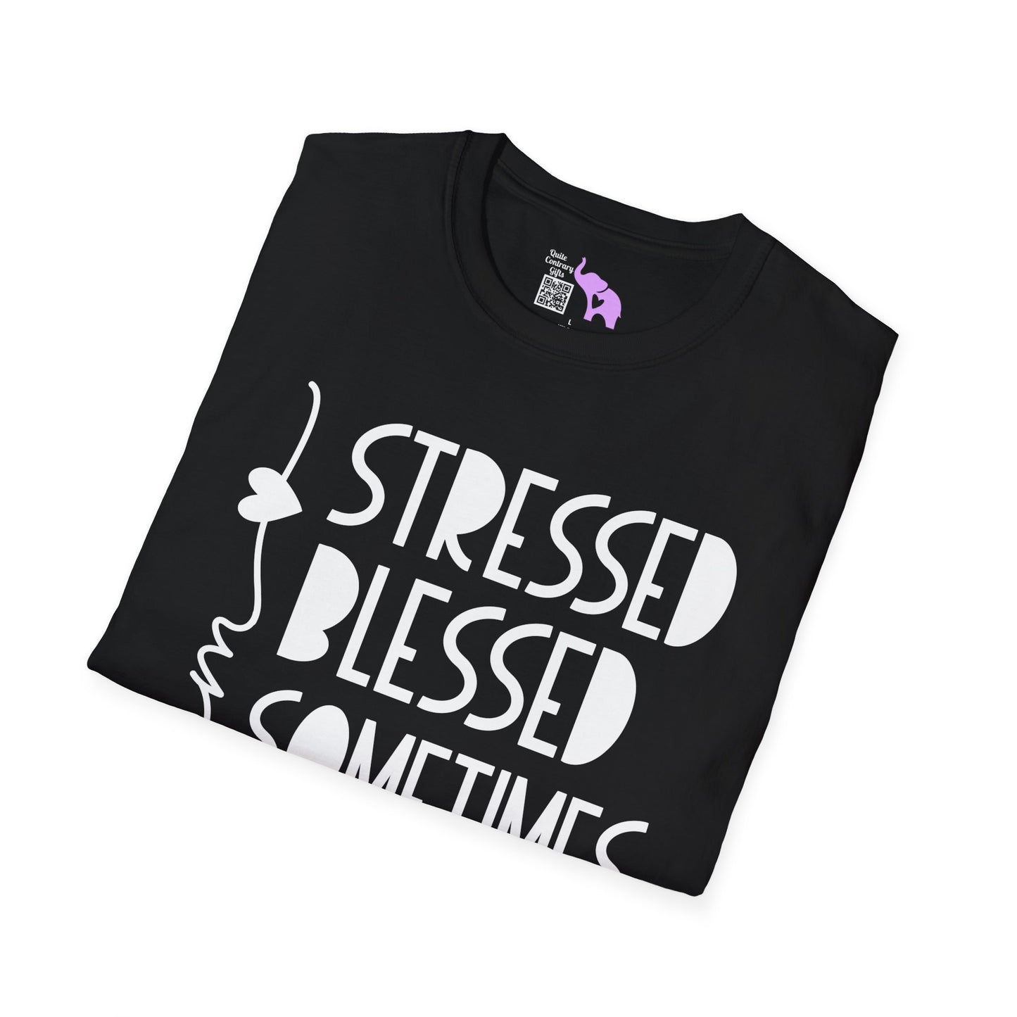 Mama Stressed Blessed Sometimes A Mess Adult T-shirt