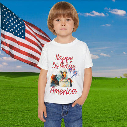 Happy Birthday America (Eagle Eating Cake) Heavy Cotton™ Toddler T-shirt