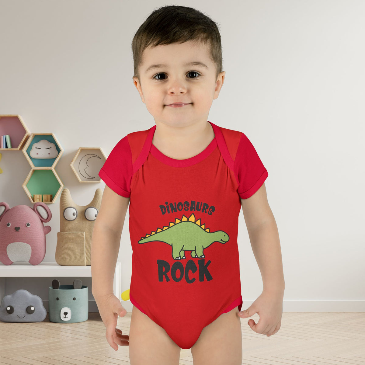 Dinosaurs Rock Baby Rib Bodysuit