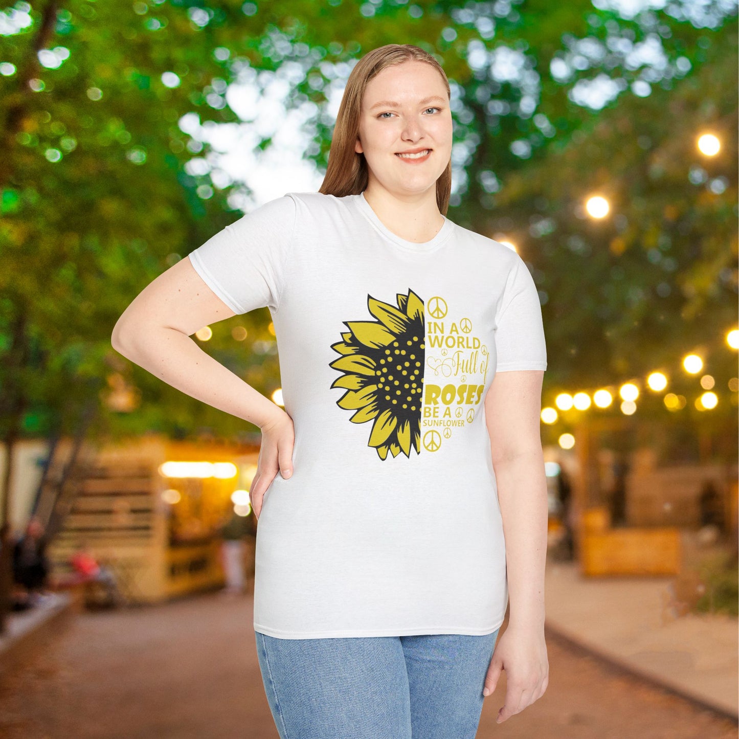 In A World Full Of Roses Be A Sunflowers Adult T-shirt