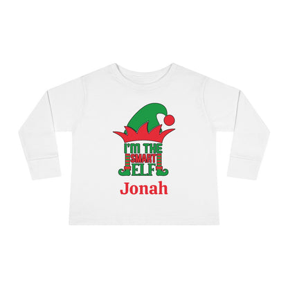 I'm The Smart Elf Personalized Toddler Long Sleeve Tee