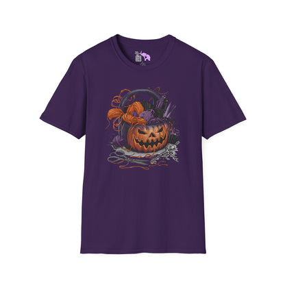 Spooky Pumpkin Yarn Basket Adult T-shirt