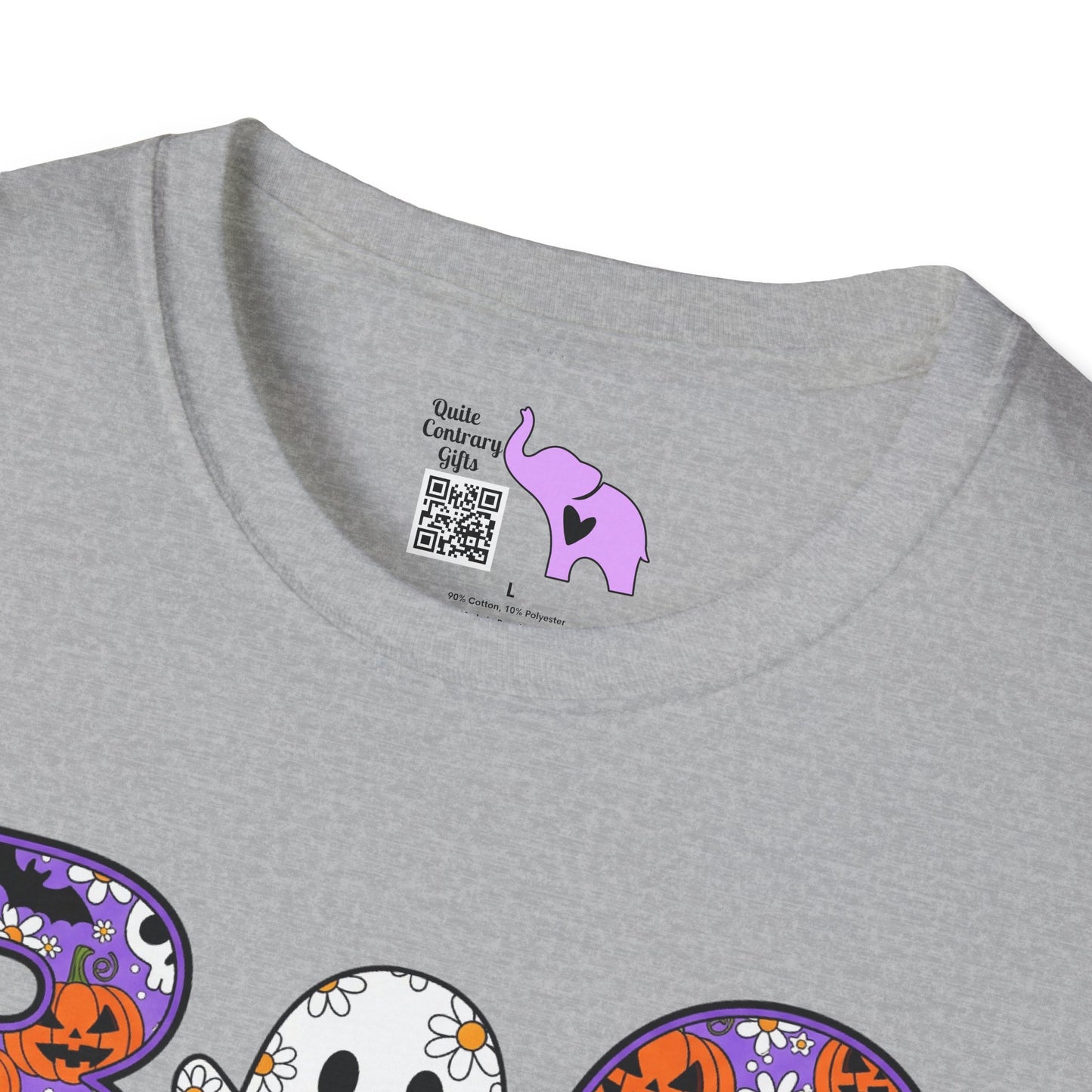 Cute Floral Boo w/Ghost Adult T-shirt