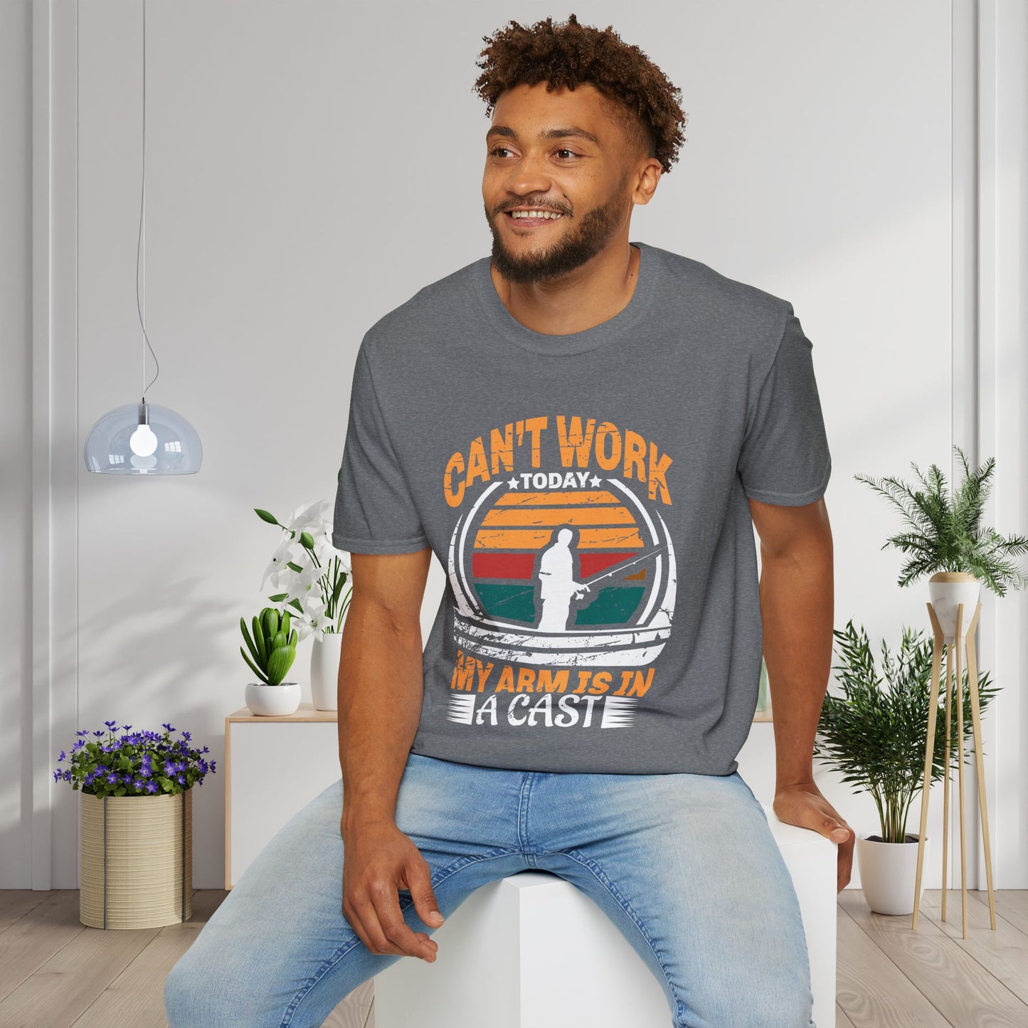 Can't Work Today My Arm Is In A Cast (Fishing) Adult T-shirt