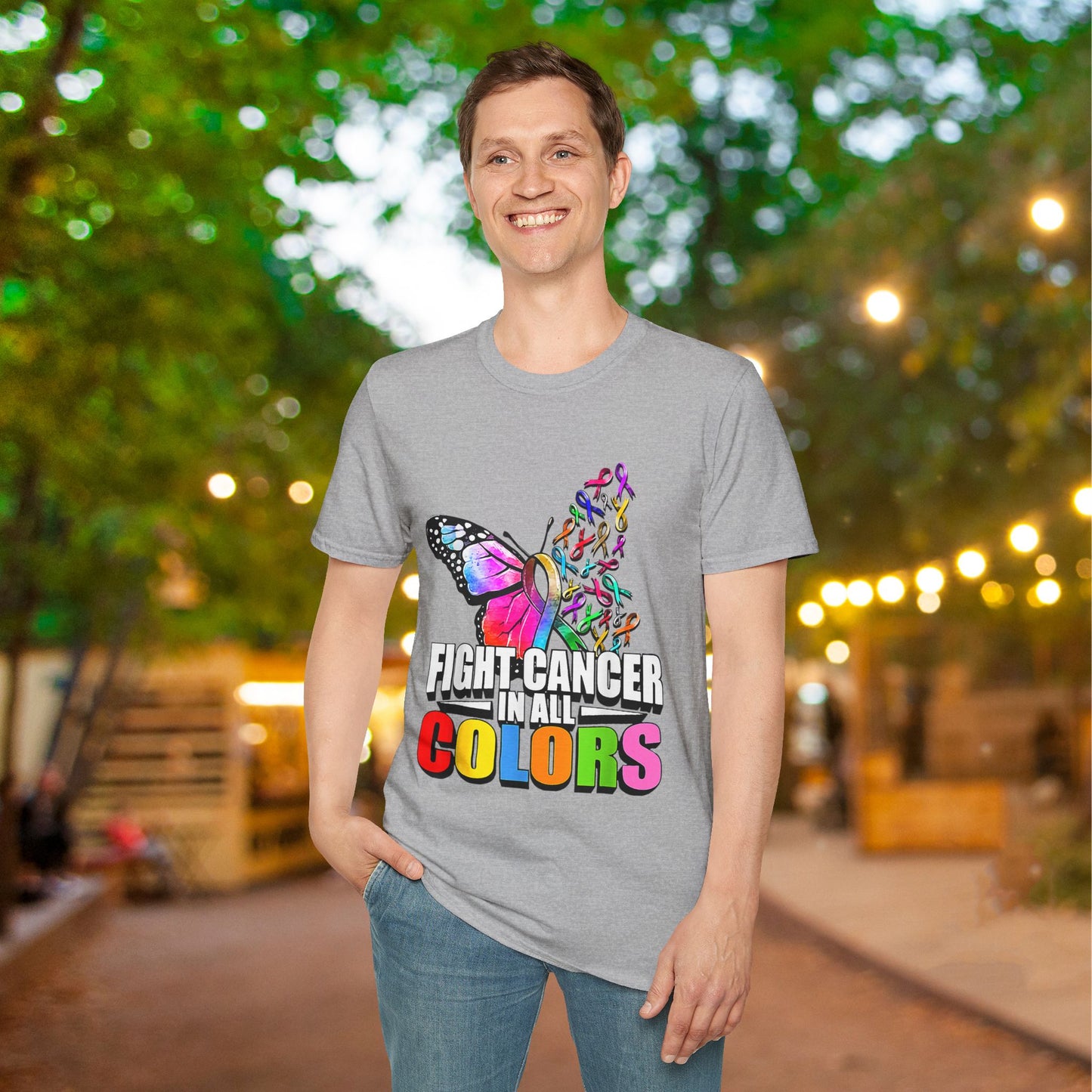 Butterfly Fight Cancer in All Colors 10 Adult T-shirt