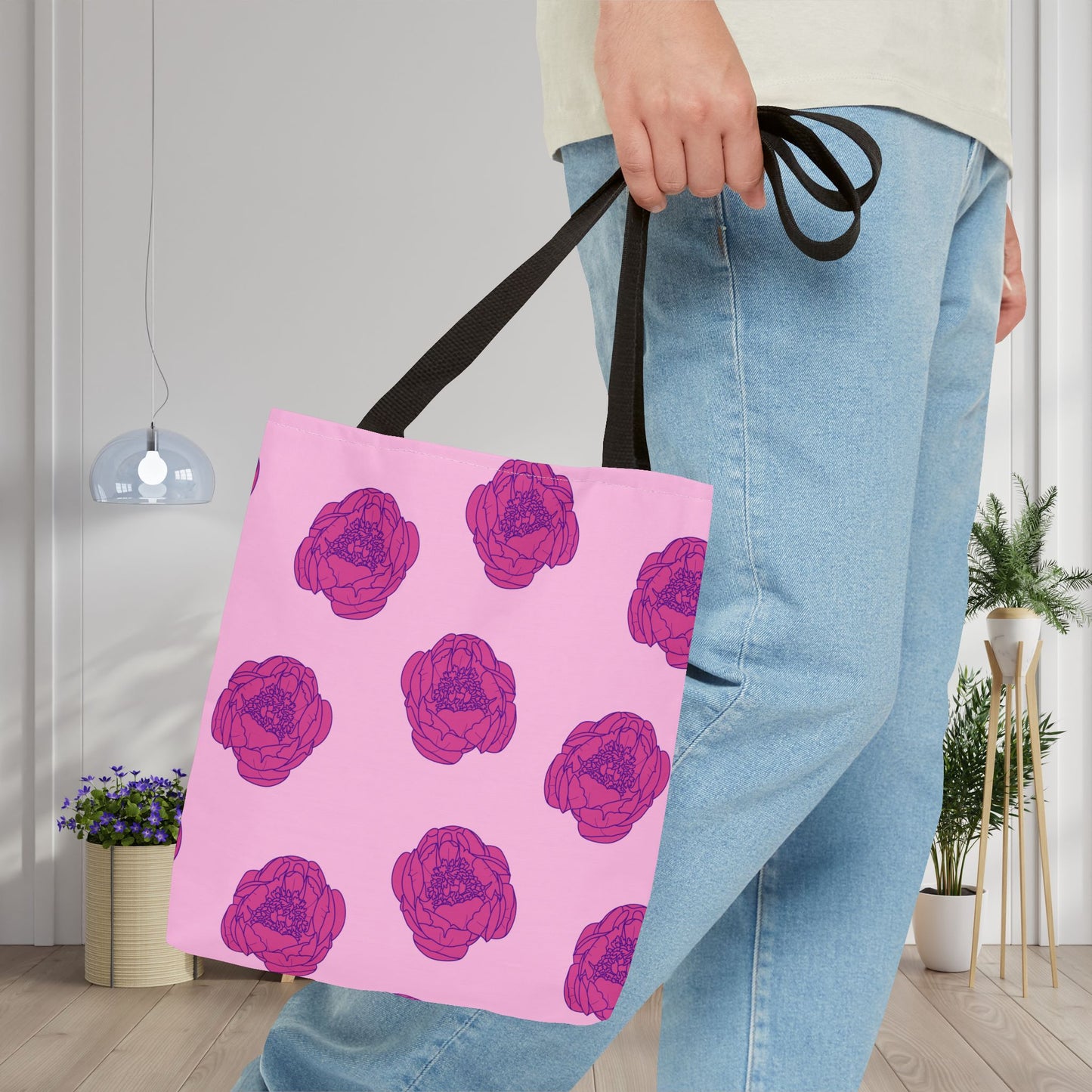 Rosy Dream Peonies Canvas Tote Bag