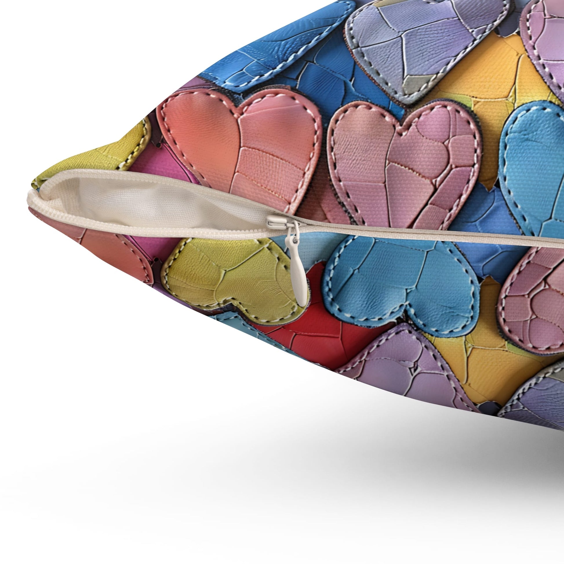 Color Pop Leather Hearts Throw Pillow