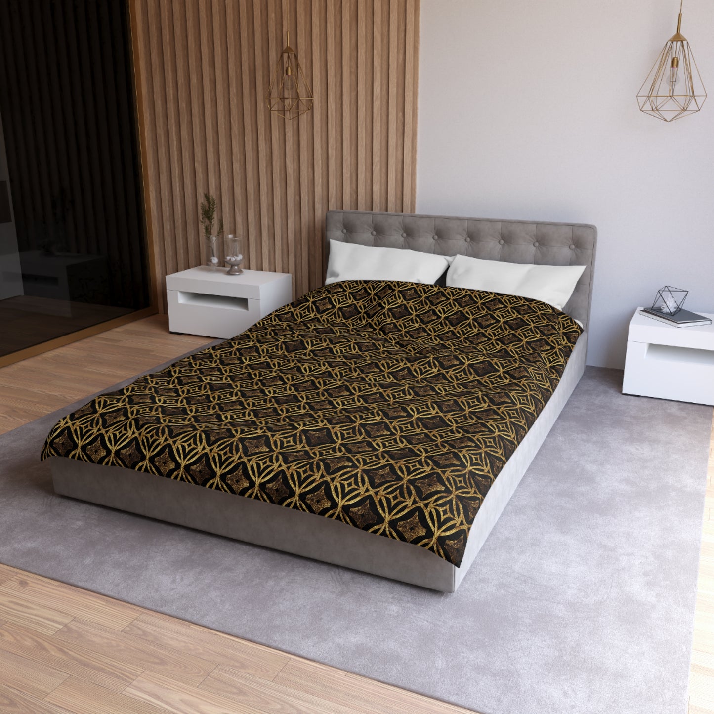 Golden Star Lattice Microfiber Duvet Cover
