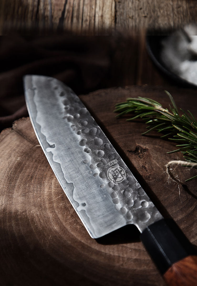 Beautiful Textured Santoku Hand Forged Chef Knife