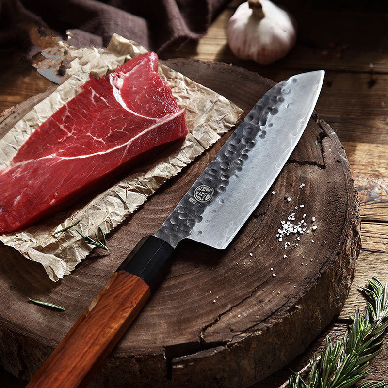 Beautiful Textured Santoku Hand Forged Chef Knife