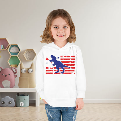 Distressed Patriotic T-Rex Toddler Hoodie