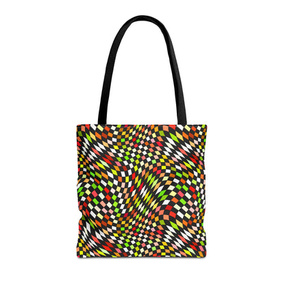 Warped Yellow/Green Checkered Canvas Tote Bag