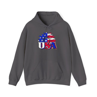 USA Red White & Blue Sunflower Heavy Blend™ Hooded Sweatshirt