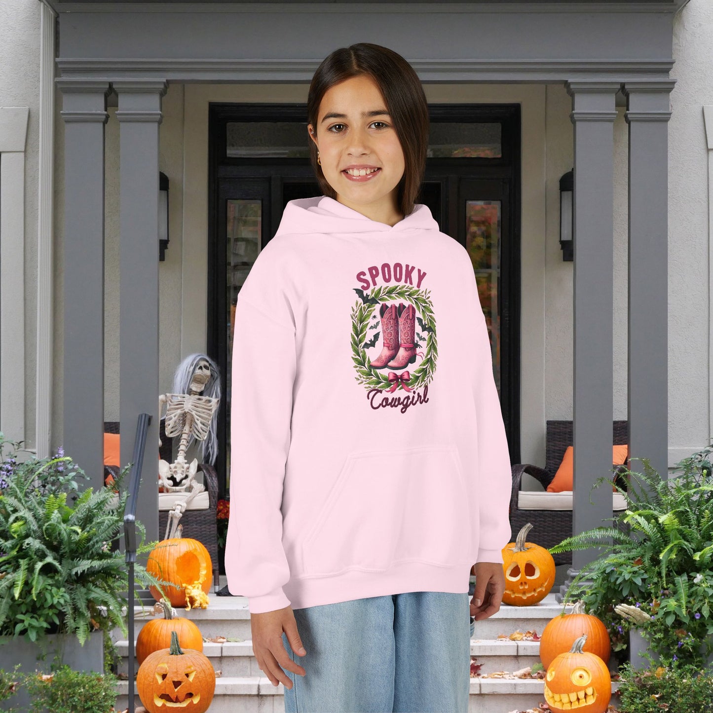 Spooky Cowgirl Youth Heavy Blend Hooded Sweatshirt