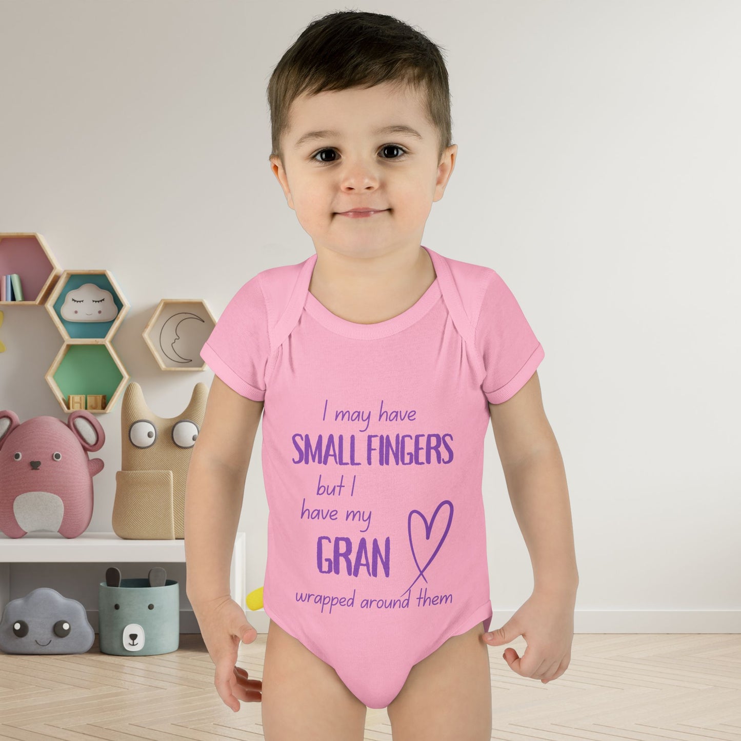 I May Have Small Fingers But I Have My GRAN Wrapped Around Them Infant Baby Rib Bodysuit