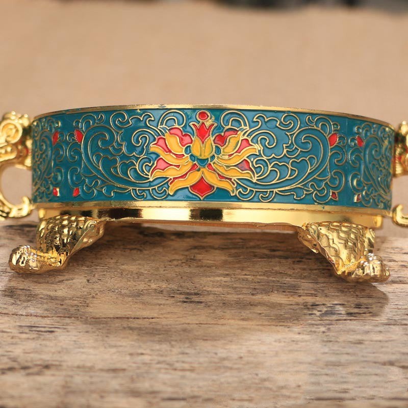 Enamel-coated Copper Alloy Tibetan Incense Burner Dish