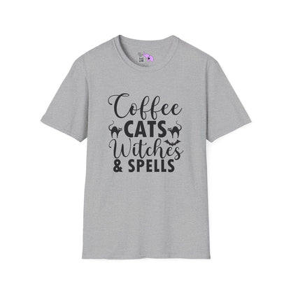 Coffee Cats Witches & Spells Adult T-shirt