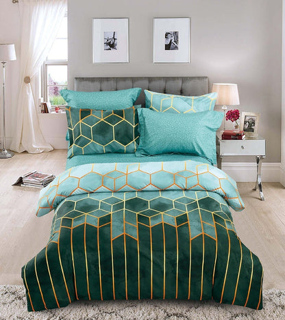 Geometric Elements Print Quilt Duvet Cover w/2 Pillow Cases