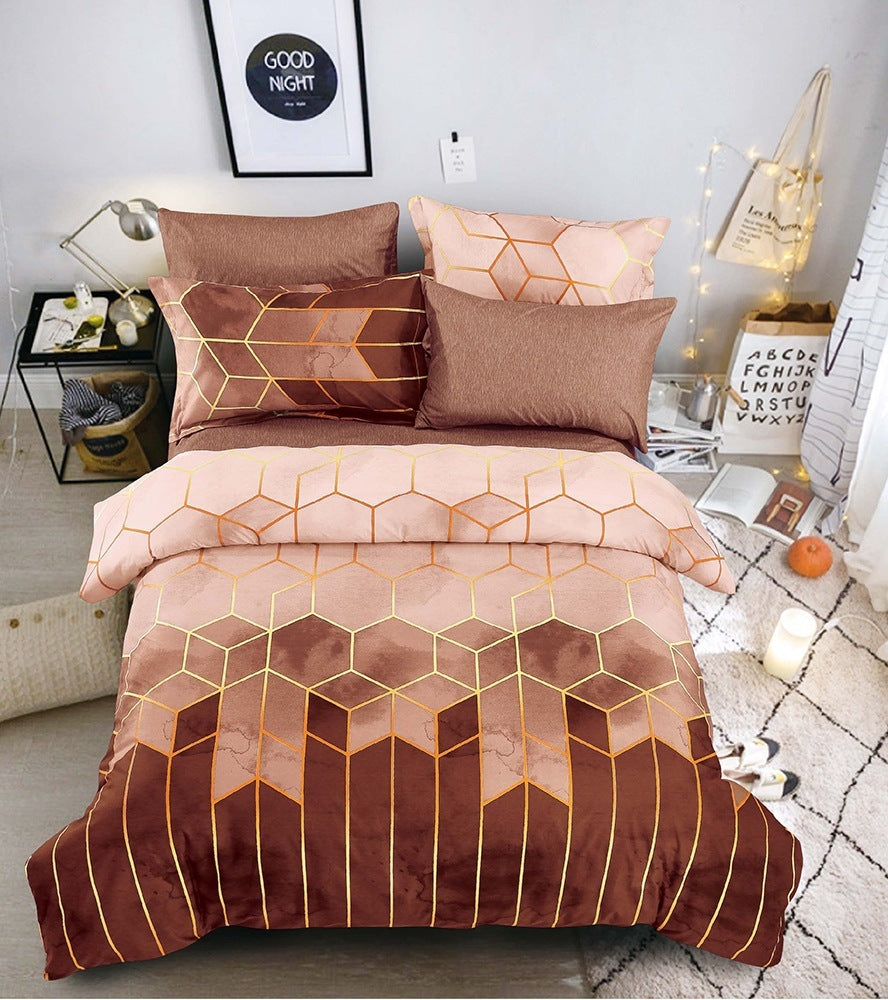 Geometric Elements Print Quilt Duvet Cover w/2 Pillow Cases