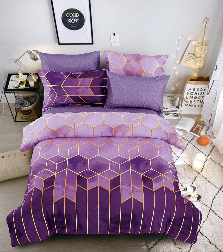 Geometric Elements Print Quilt Duvet Cover w/2 Pillow Cases