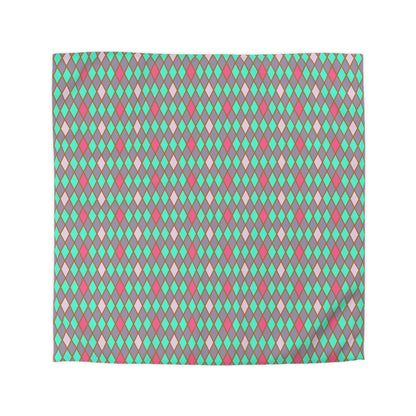 Teal/Pink Harlequin Microfiber Duvet Cover