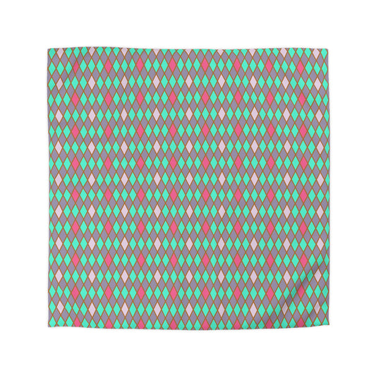 Teal/Pink Harlequin Microfiber Duvet Cover