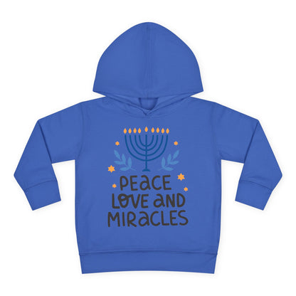 Hanukkah Peace Love & Miracles 1 Toddler Pullover Fleece Hoodie