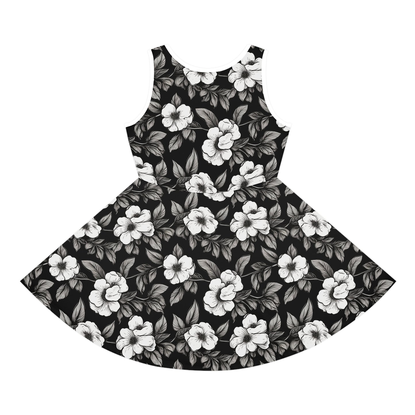 Black & White Daisies Girls' Sleeveless Sundress