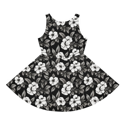 Black & White Daisies Girls' Sleeveless Sundress