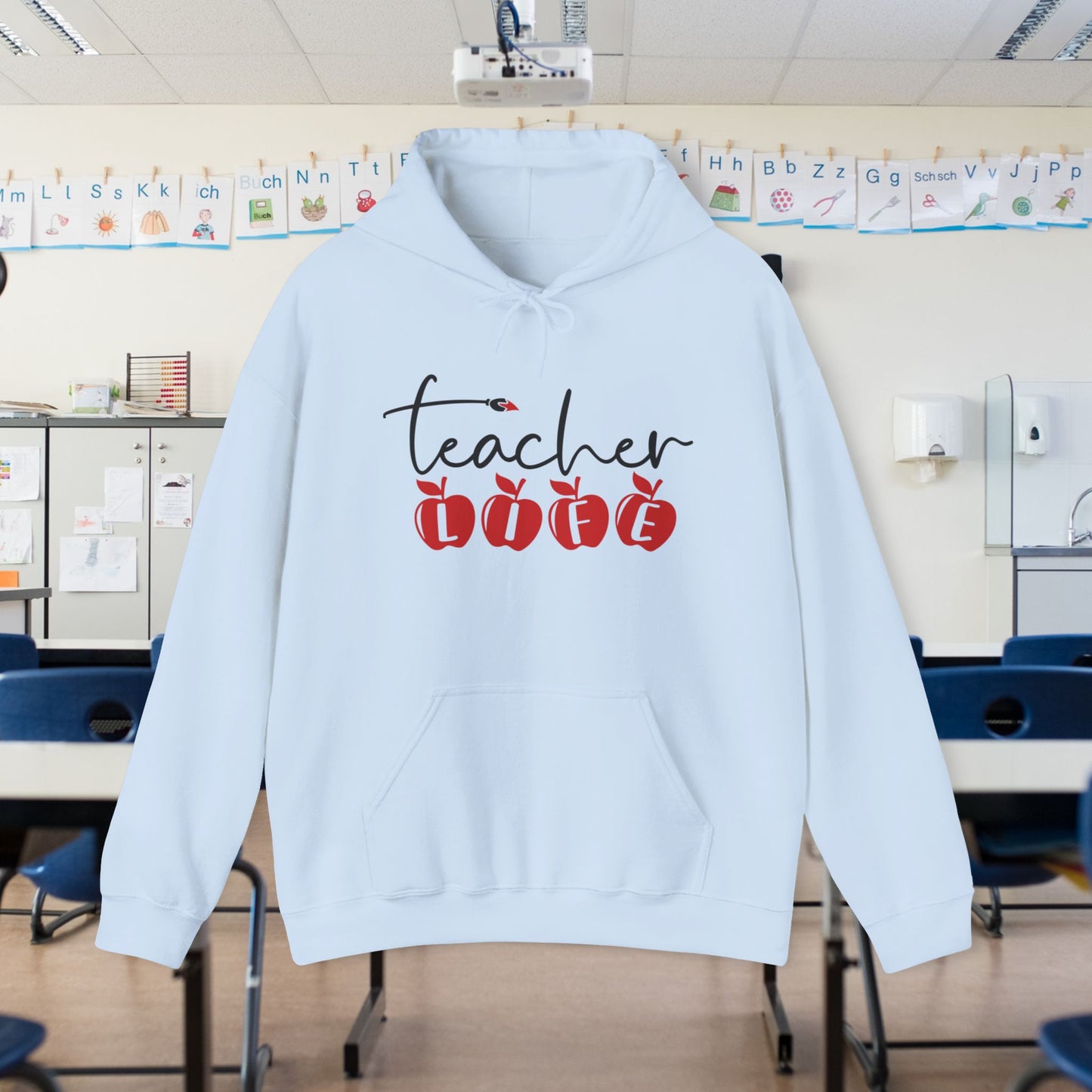 Teacher Life (Apples) Heart Heavy Blend™ Hooded Sweatshirt