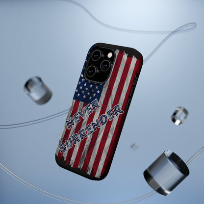 Never Surrender American Flag MagSafe® Compatible Tough Case for iPhone