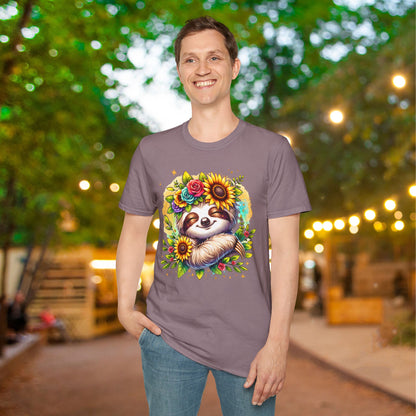 Flowery Sloth Adult T-shirt