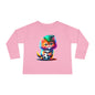 Cute Colorful Kitten w/Soccer Ball Toddler Long Sleeve Tee