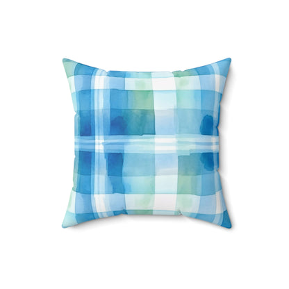 Ocean Sunset Plaid Throw Pillow