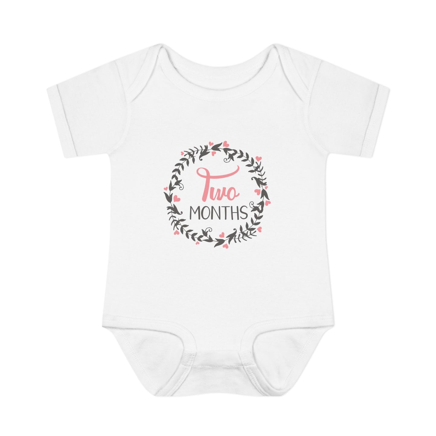 Pink Milestone Wreath Onesie-Two Months