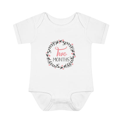 Pink Milestone Wreath Onesie-Two Months