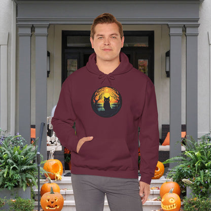 Creepy Black Cat 6 Heavy Blend™ Hooded Sweatshirt