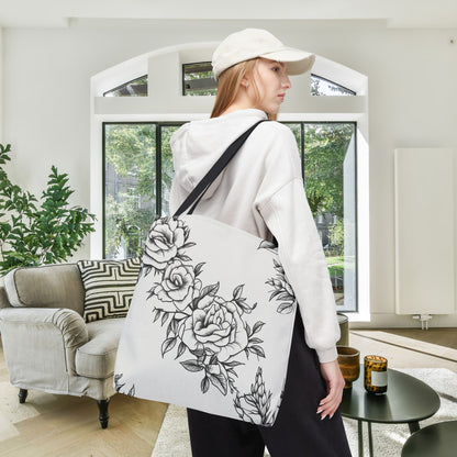 Midnight Rose Sketch Canvas Tote Bag