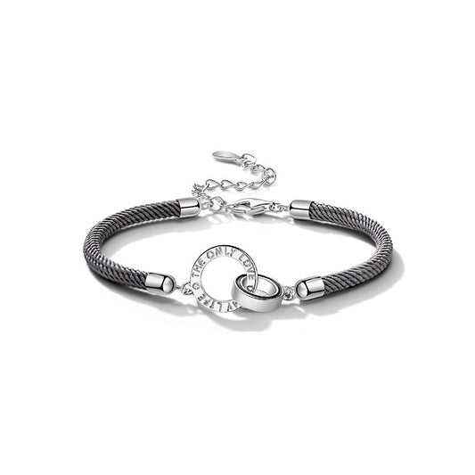 Double Circle s925 Silver Braided Rope Bracelet