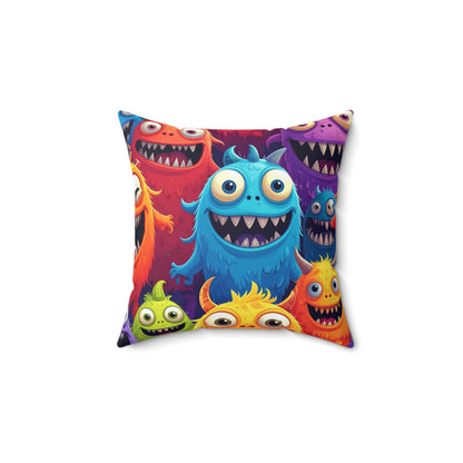 Happy Little Monsters Throw Pillow