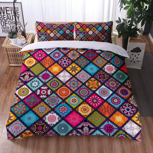 Bright & Colorful Mandala Duvet Cover 3Pc Set