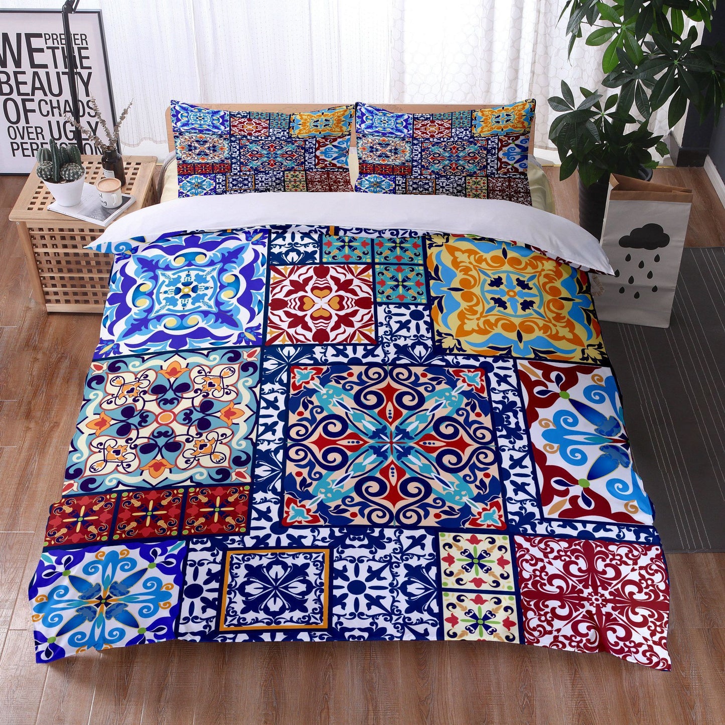 Bright & Colorful Mandala Duvet Cover 3Pc Set