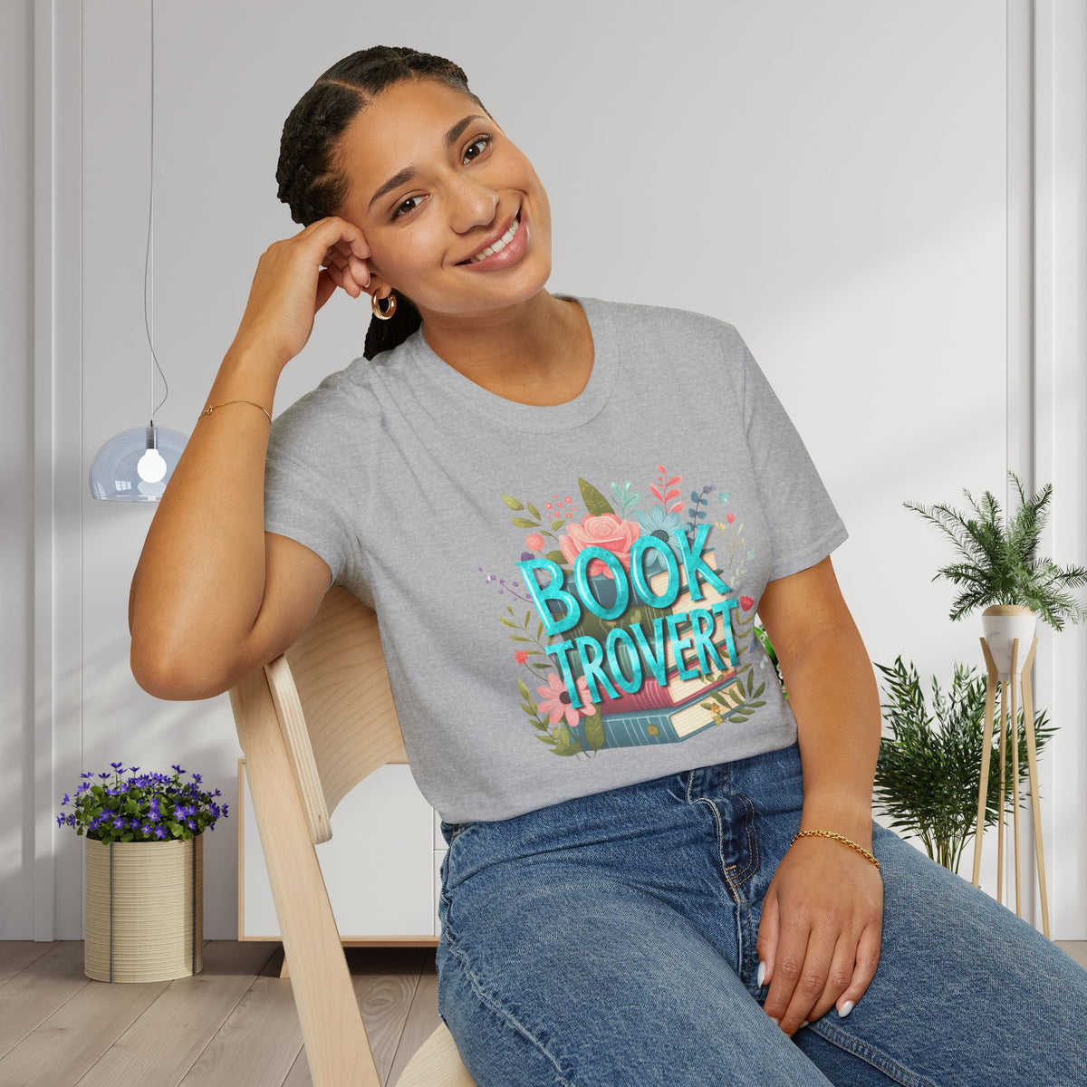 Booktrovert (Floral) Adult T-shirt