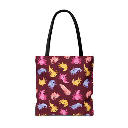 Crimson Axolotls Canvas Tote Bag
