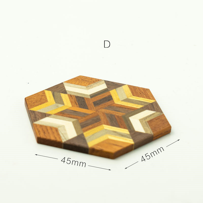 Solid Wood Hexagonal Retro Coasters