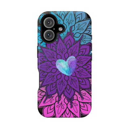 Colorful Mandala w/Heart MagSafe® Compatible Tough Case for iPhone