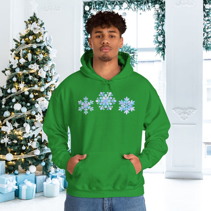 Blue Snowflakes Adult Heavy Blend™ Hooded Sweatshirt