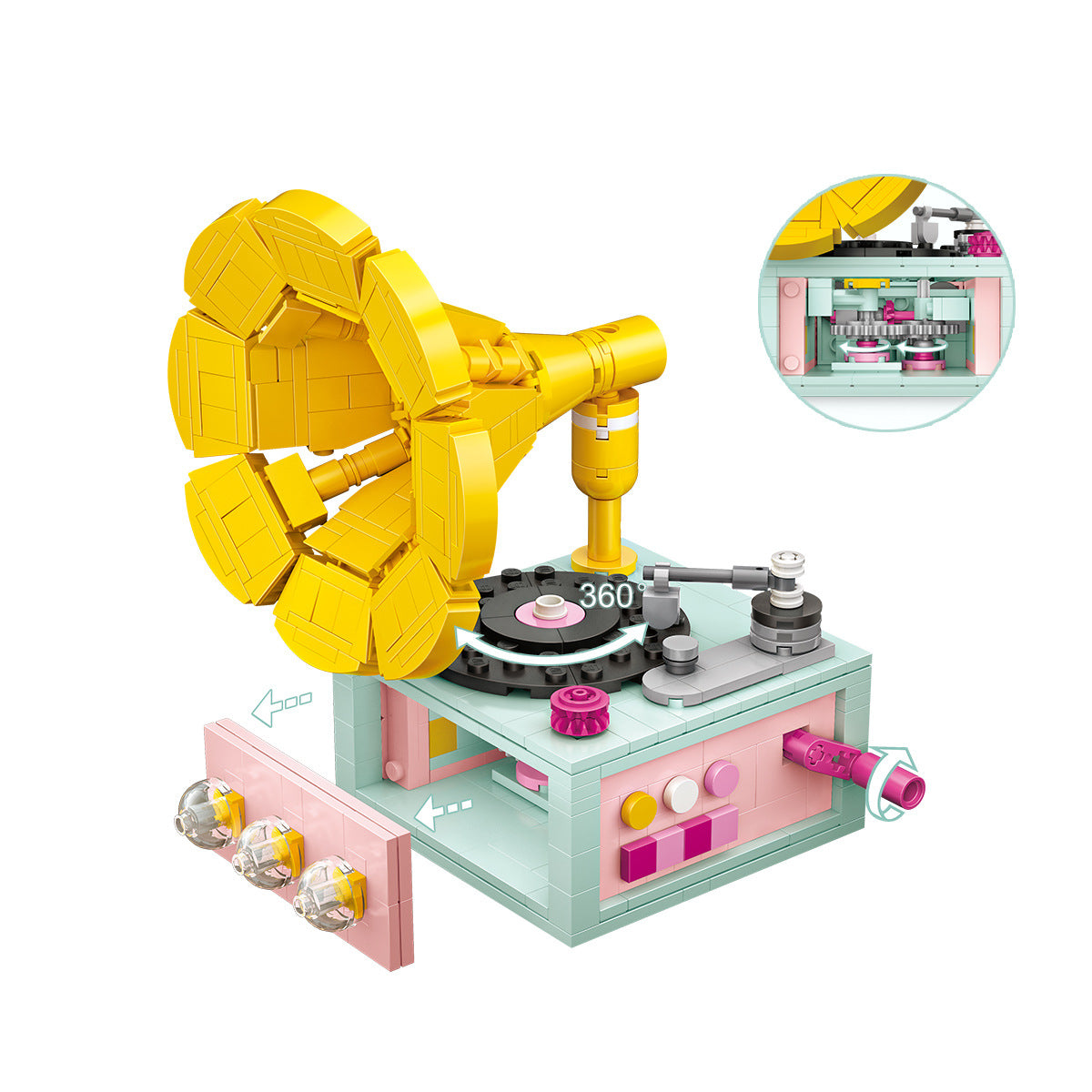 Old-fashioned phonograph Building Blocks Puzzle